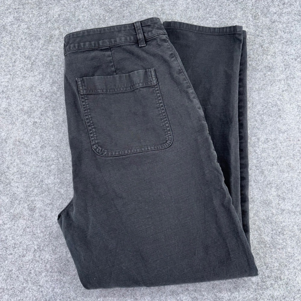 Eileen Fisher Organic Cotton Hemp Blend Straight Leg Pants Gray Womens Size 10